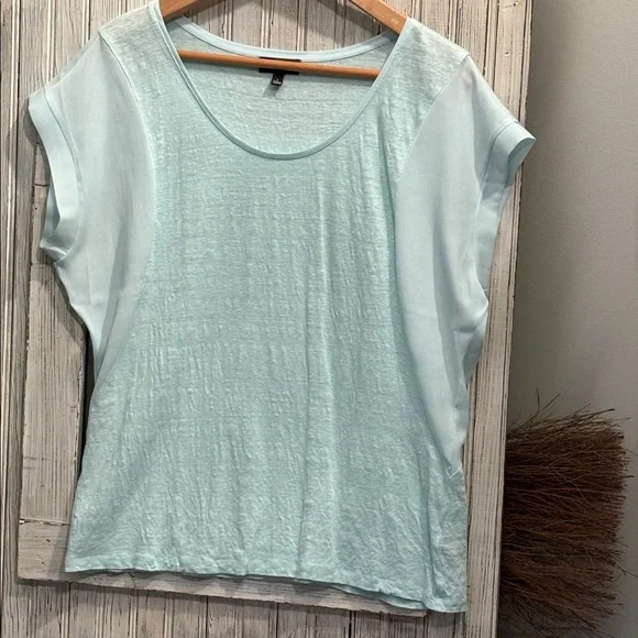 The Limited Linen Sheer Short Sleeve Top Light Green Size L EUC - Picture 2 of 9